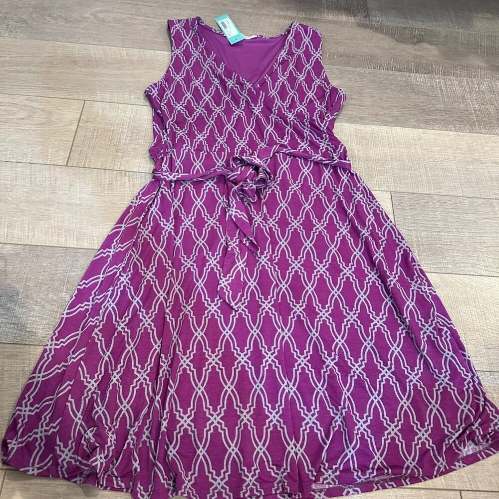 41 HAWTHORN WOMENS PURPLE KASSIDY FAUX WRAP DRESS NEW LARGE